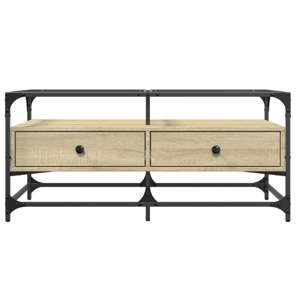 Mesa de centro tapa de vidrio acero roble Sonoma 98.5x50x45 cm M 4