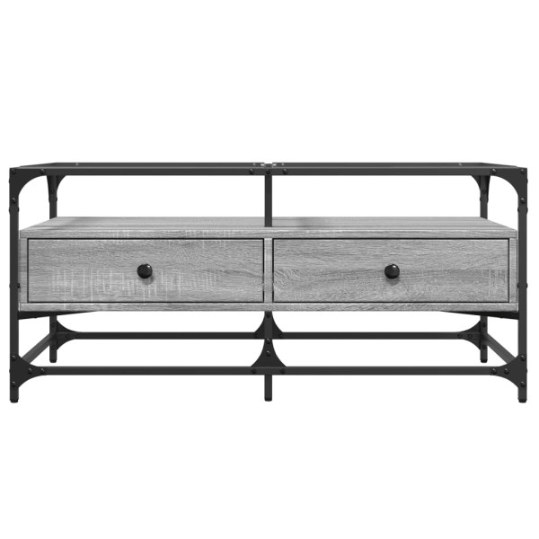 Mesa de centro c/ topo de vidro 98.5x50x45 cm cinza sonoma aço M 4