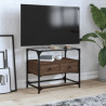 Mueble TV cristal y madera ingeniería marrón roble 60x35x51 cm 1