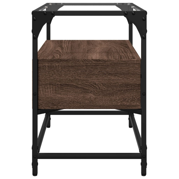 Mueble TV cristal y madera ingeniería marrón roble 60x35x51 cm M 5