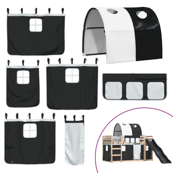 Litera con tobogán y cortinas blanco y negro 90x200 cm M 5