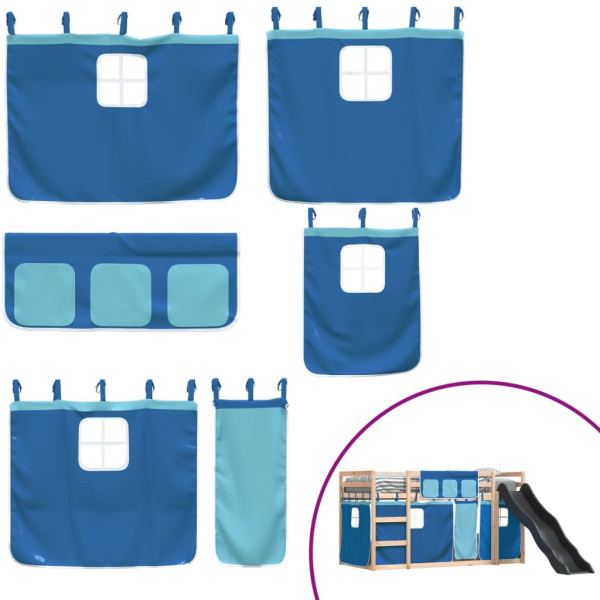 Beliche com escorrega e cortinas 80x200 cm azul M 5