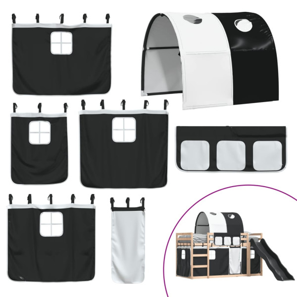 Litera con tobogán y cortinas blanco y negro 80x200 cm M 5