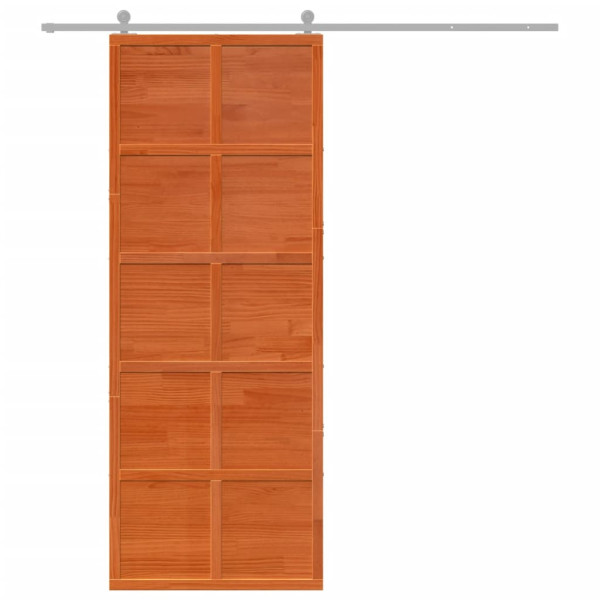 Puerta de granero madera maciza pino marrón miel 80x208 cm M 3