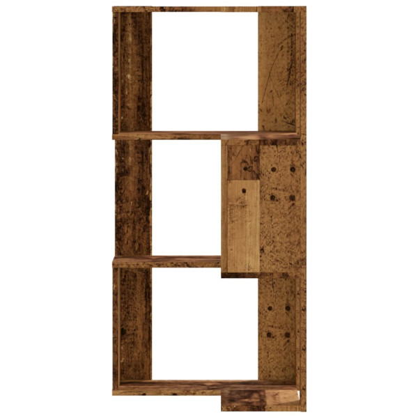 Estantería de esquina 3 niveles madera envejecida 50x50x102 cm M 4