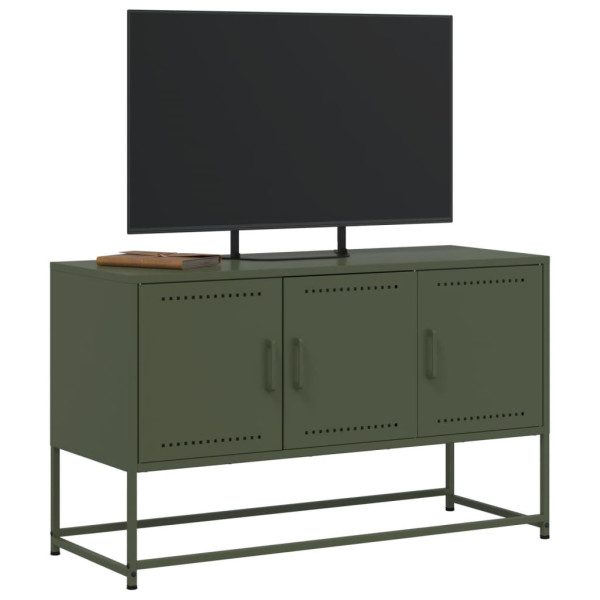 Mueble para TV de acero verde oliva 100.5x39x60.5 cm M 4