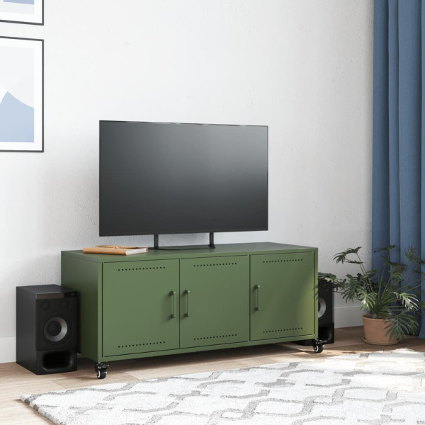 Mueble TV acero laminado en frío verde oliva 100.5x39x43.5 cm M 3