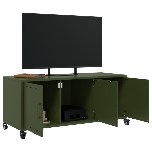 Mueble TV acero laminado en frío verde oliva 100.5x39x43.5 cm M 4