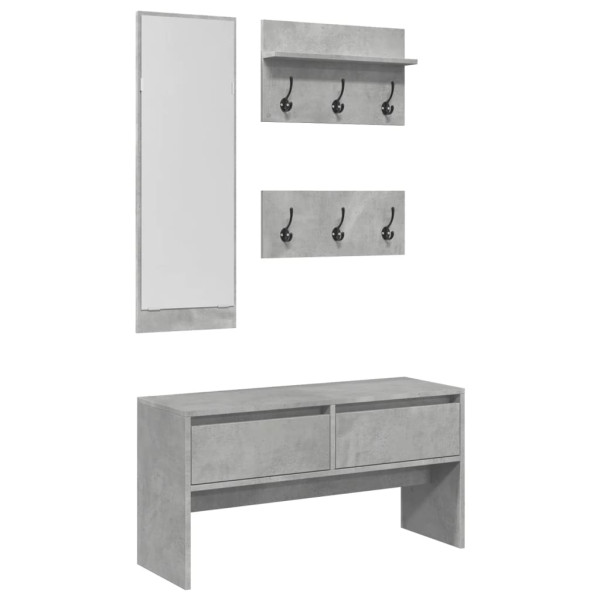 Muebles de recibidor 4 pzas madera de ingeniería gris hormigón M 2