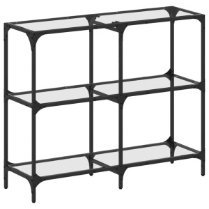 Mesa consola superficie vidrio transparente acero 98x30x81 cm H
