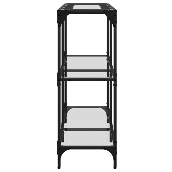 Mesa consola superficie vidrio transparente acero 98x30x81 cm M 5