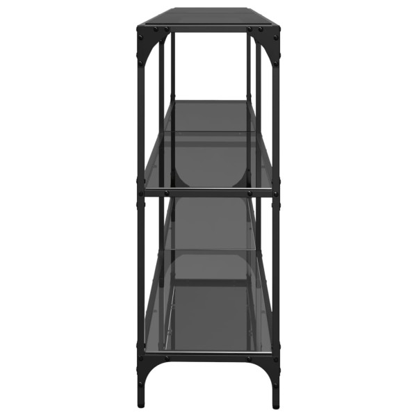 Mesa consola com tampo em vidro preto 194.5x30x81 cm aço M 5
