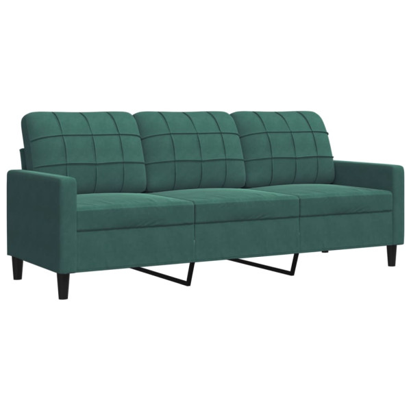 Sofá de 3 plazas terciopelo verde oscuro 180 cm M 2