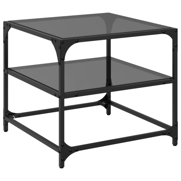 Mesa de centro superficie vidrio 2 uds acero negro 50x50x45 cm M 4