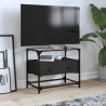 Mueble TV tablero cristal madera ingeniería negro 60x35x51 cm 1