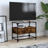Mueble TV cristal y madera ingeniería roble ahumado 60x35x51 cm 1