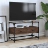 Mueble TV cristal y madera ingeniería marrón roble 80x35x51 cm 1