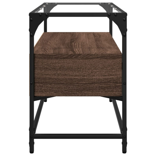 Mueble TV cristal y madera ingeniería marrón roble 80x35x51 cm M 5