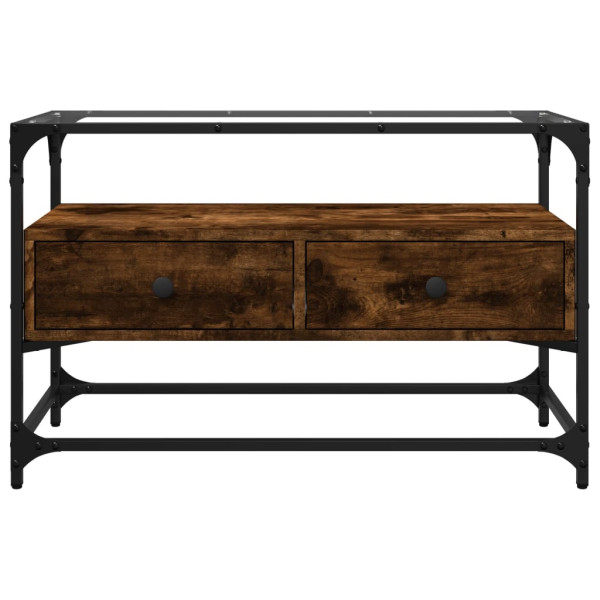 Mueble TV cristal y madera ingeniería roble ahumado 80x35x51 cm M 4