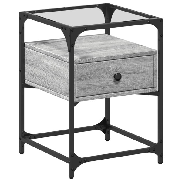 Mesa de cabeceira 40x40x55 cm derivados madeira cinzento sonoma M 2