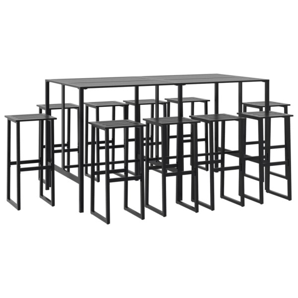 Conjunto de bar para jardim 11 pcs aço revestido a pó preto M 2