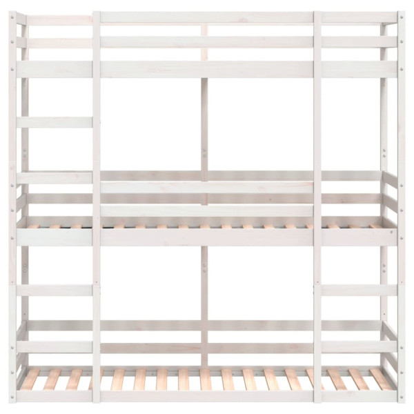 Litera triple de madera maciza de pino blanco 75x190 cm M 5