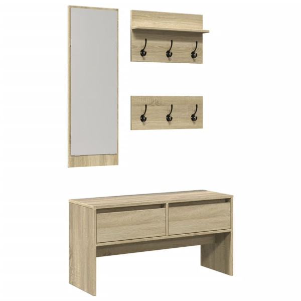 Muebles de recibidor 4 piezas madera de ingeniería roble Sonoma M 2