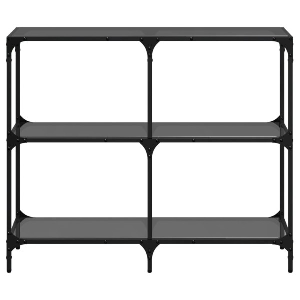 Mesa consola con superficie de vidrio negro acero 98x30x81 cm M 4