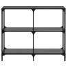 Mesa consola con superficie de vidrio negro acero 98x30x81 cm 4