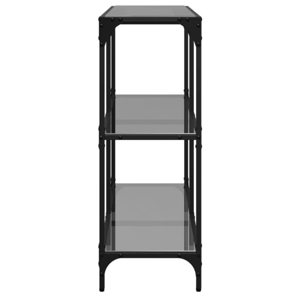Mesa consola com tampo em vidro preto 98x30x81 cm aço M 5