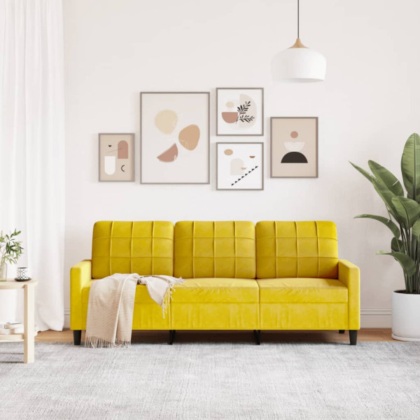 Sofá de 3 lugares 180 cm veludo amarelo M 3