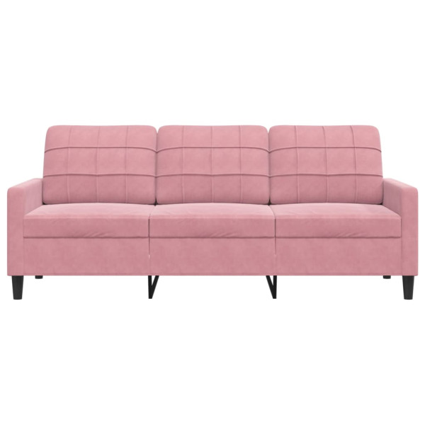 Sofá de 3 lugares 180 cm veludo rosa M 4
