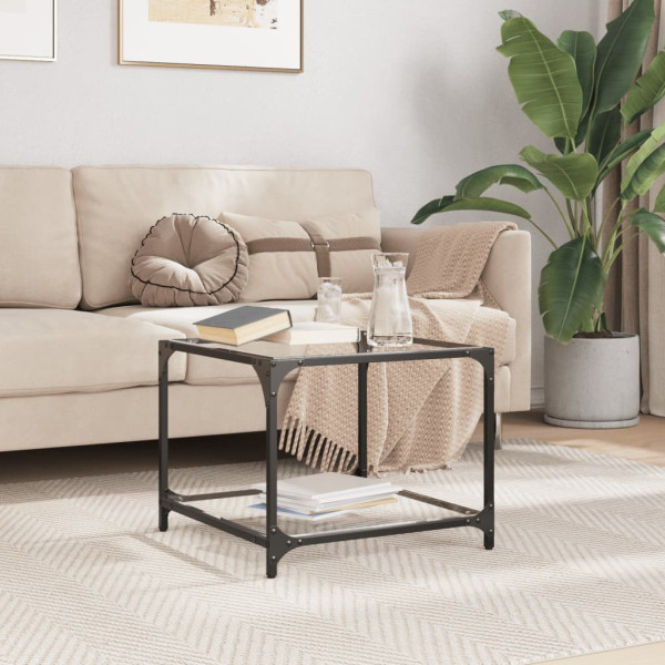 Mesa de centro c/ topo em vidro transparente 50x50x40 cm aço M 2