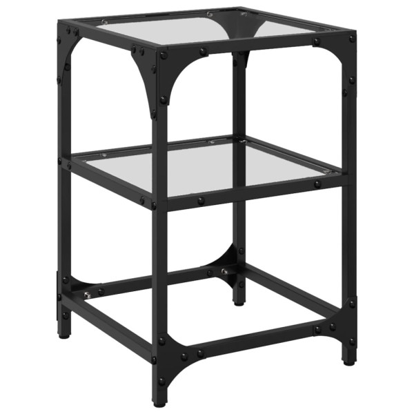 Mesa de centro c/ tampo em vidro transparente 30x30x45 cm aço M 2