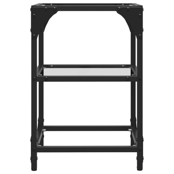 Mesa de centro c/ tampo em vidro transparente 30x30x45 cm aço M 5