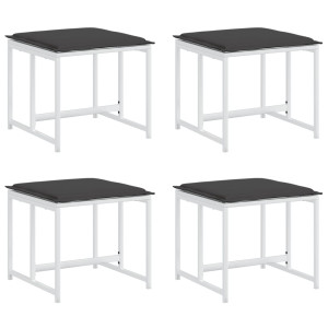 Taburetes de jardín con cojines 4 uds acero y textilene blanco H