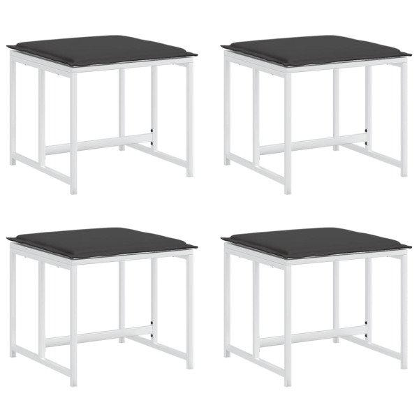 Bancos de jardim c/ almofadões 4 pcs aço e textilene branco M 2