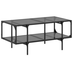 Mesa de centro superficie de vidrio acero negra 98.5x50x45 cm H