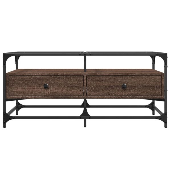 Mesa de centro con puertas de vidrio marrón roble 68.5x50x50 cm M 4