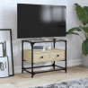Mueble TV cristal y madera ingeniería roble Sonoma 60x35x51 cm 1