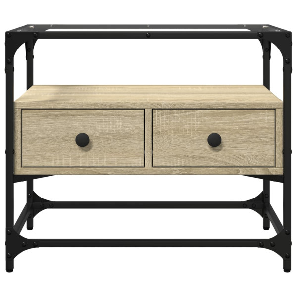 Mueble TV cristal y madera ingeniería roble Sonoma 60x35x51 cm M 4