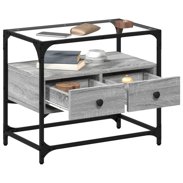 Mueble TV cristal y madera ingeniería gris Sonoma 60x35x51 cm M 3