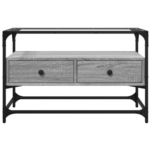 Mueble TV cristal y madera ingeniería gris Sonoma 80x35x51 cm M 4
