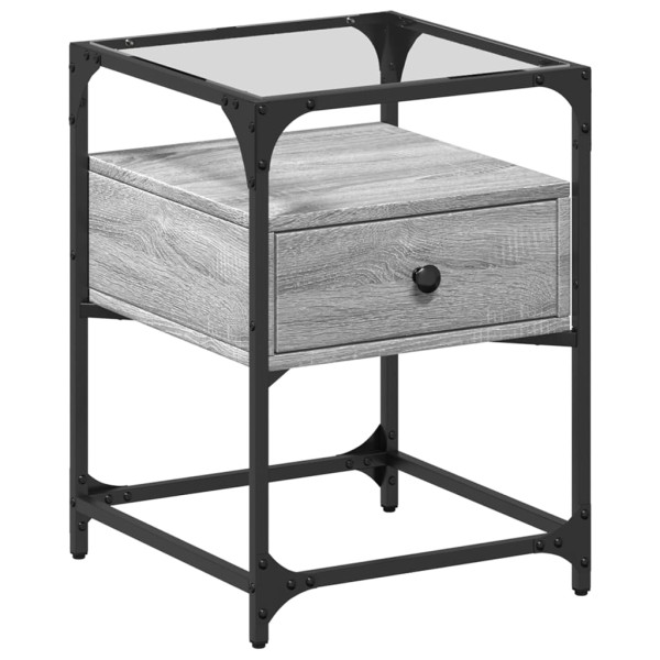 Mesita de noche 2 uds madera ingeniería gris Sonoma 40x40x55 cm M 5