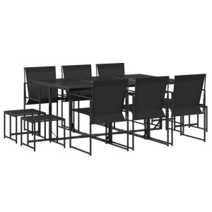 11 pcs conjunto de jantar para jardim textilene preto H