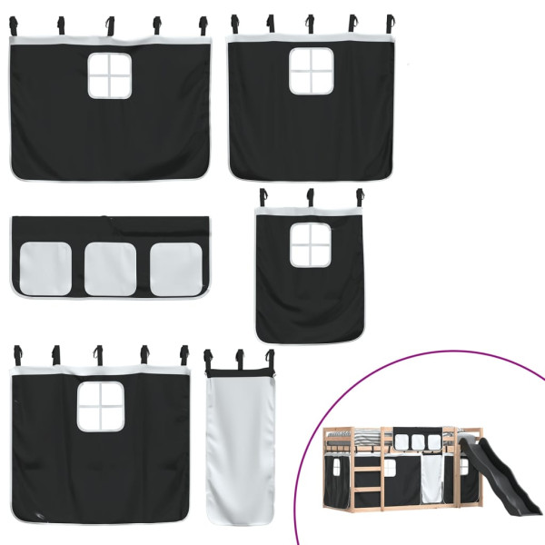 Beliche com escorrega e cortinas 90x200 cm branco e preto M 5