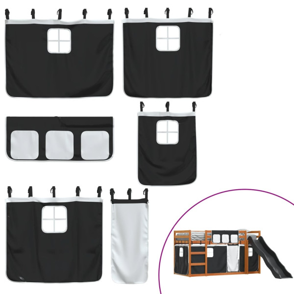 Litera con tobogán y cortinas blanco y negro 90x200 cm M 5