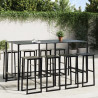 Juego de mesa alta y taburetes de jardín 9 piezas acero negro 1