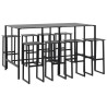 Conjunto de bar para jardim 9 pcs aço revestido a pó preto 2