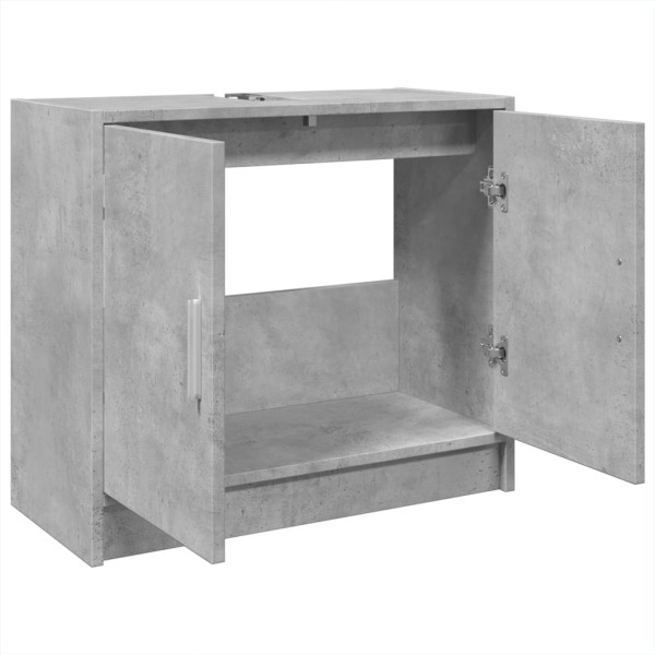 Armario de lavabo madera ingeniería gris hormigón 63x29x55 cm M 5
